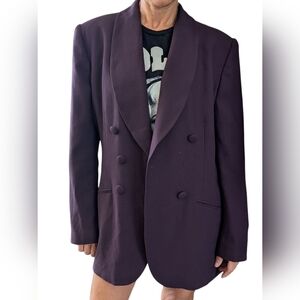 Vintage 80s Atrium Collection Plum Purple Oversized Double Breasted Blazer 10